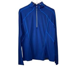 OBERMEYER 1/4 Zip Baselayer Long Sleeve Sweatshirt in Blue Men's Large